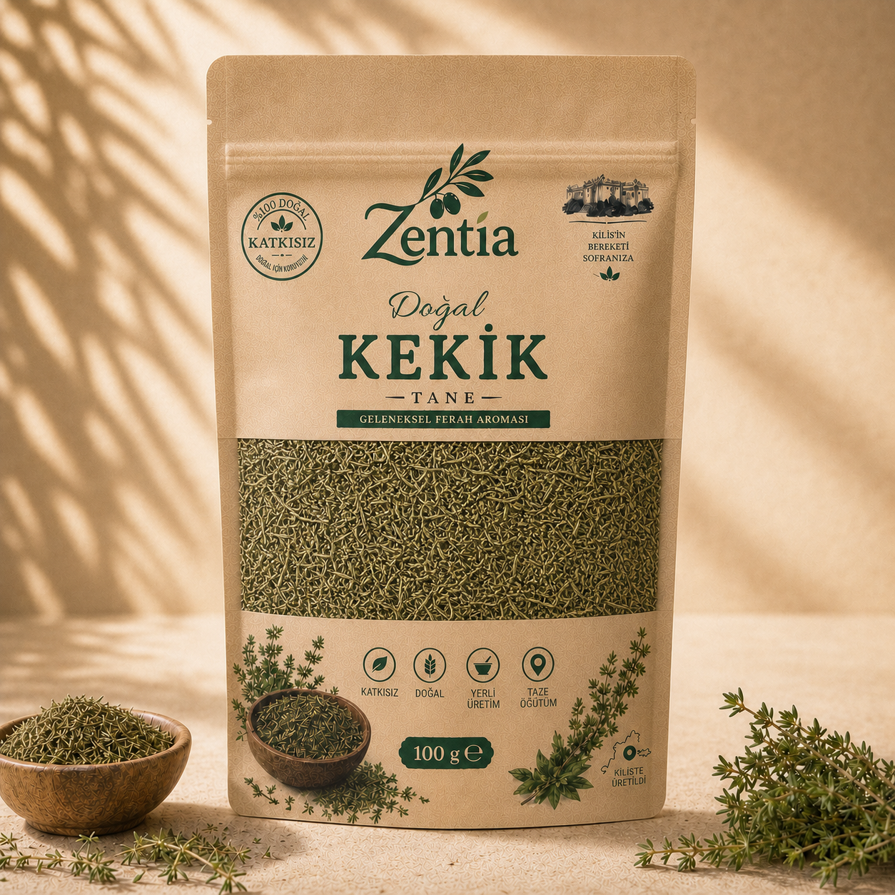 Zentia Doğal Tane Kekik 100 g ambalajı