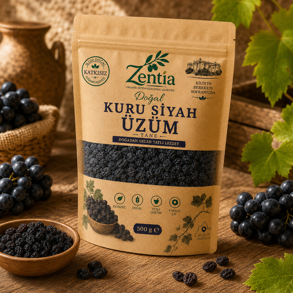 zentia kuru siyah uzum 100g yukaridan uc ceyrek